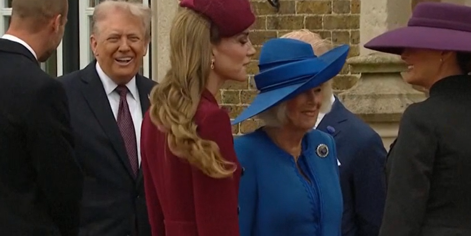 Kate, The Princess of Wales talks to Melania Trump at Victoria House at the start of the US State Visit to the UK