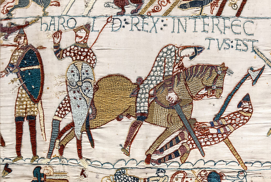 The Bayeux Tapestry showing the death of Harold