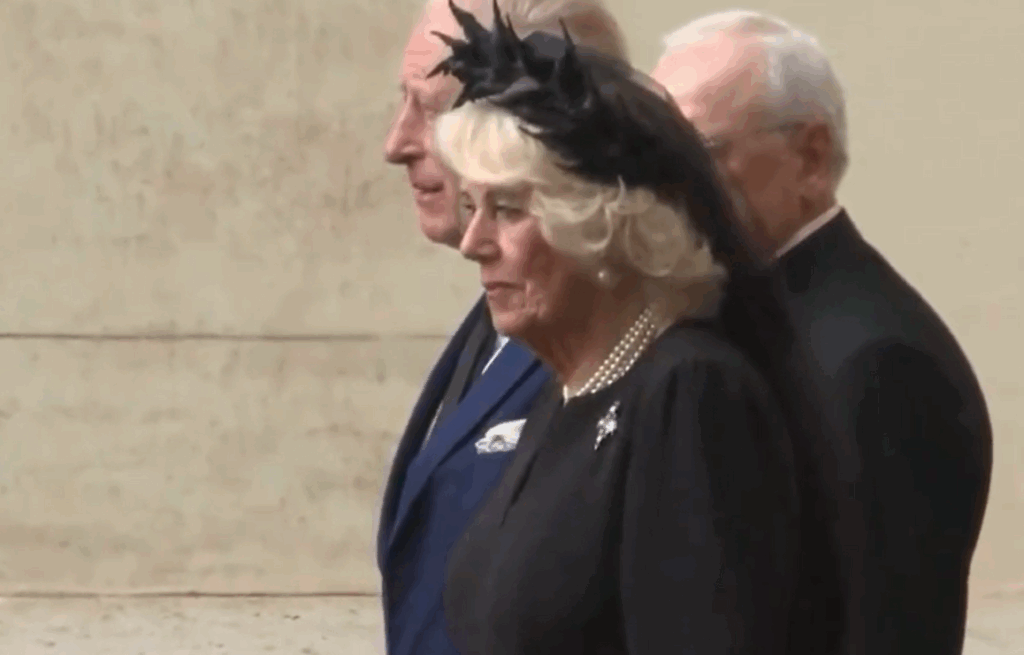 Queen Camilla wears a black mantilla as she visits the Vatican