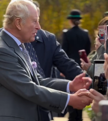 King Charles is photographed with mobile phones as he meets crowds in Lichfield