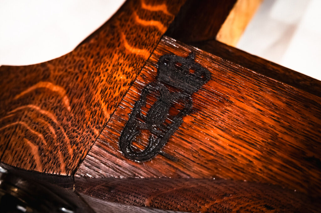 The branded symbol of Grand Duke Guillaume on the throne he will use at his accession