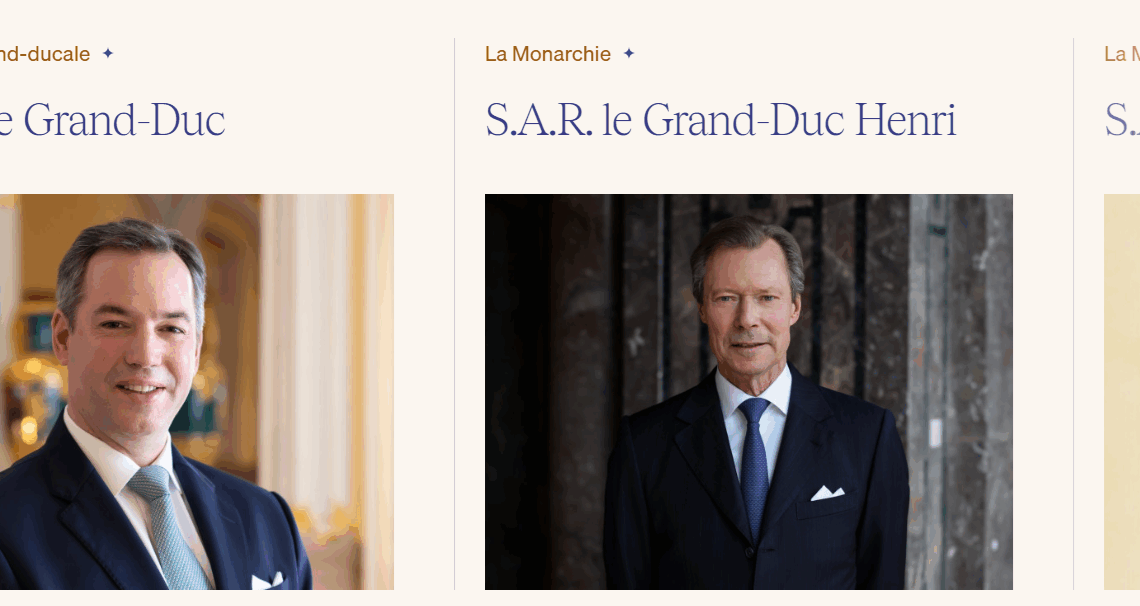The home page of the Grand Ducal court of Luxembourg shows Prince Guillaume as sovereign