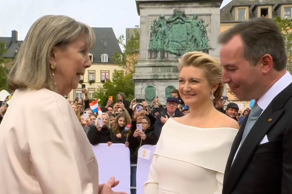 Grand Duke Guillaume bows his head after being congratulated on his accession