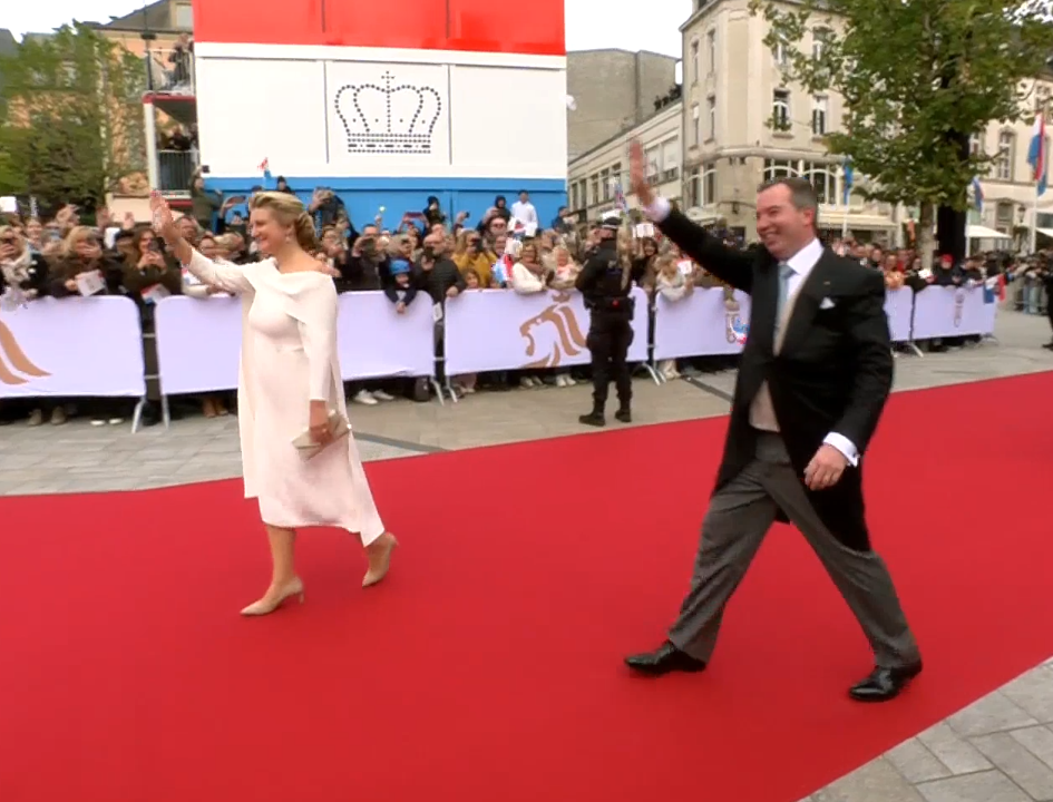 The Grand Duke and Duchess of Luxembourg walk to the City Hall