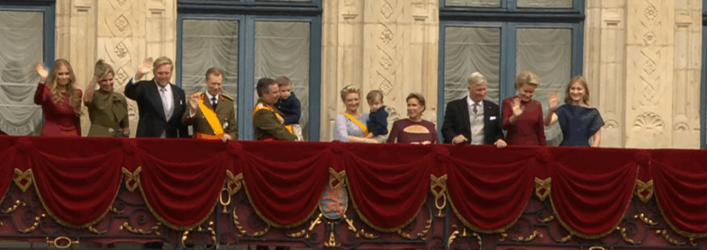 Three royal families appear on the balcony of Luxembourg's Grand Ducal Palace