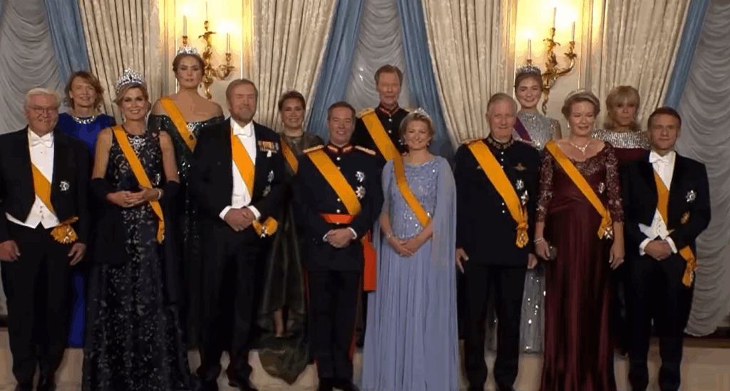 The Grand Duke and Grand Duchess of Luxembourg pose with guests 