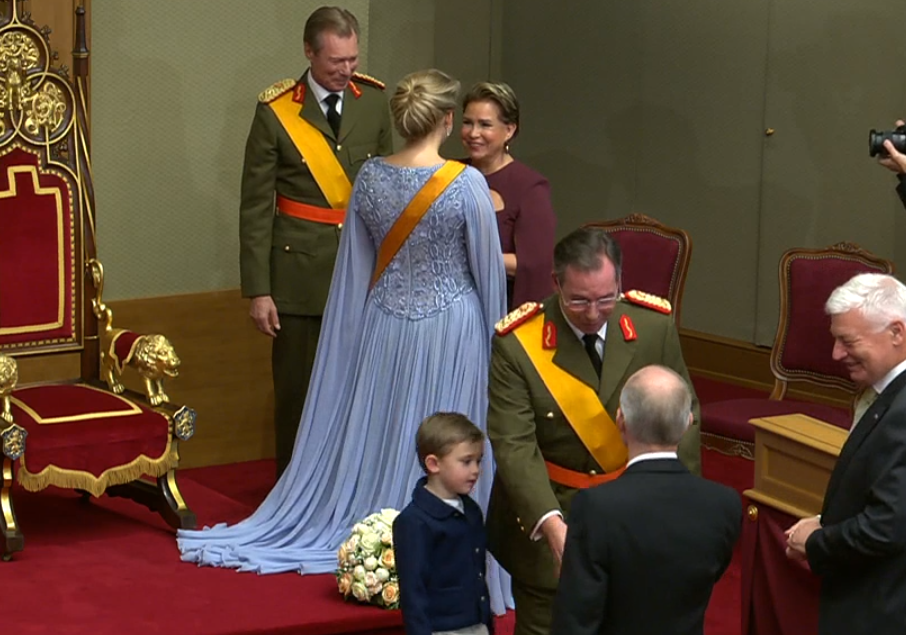 Prince Charles hugs his dad, Grand Duke Guillaume