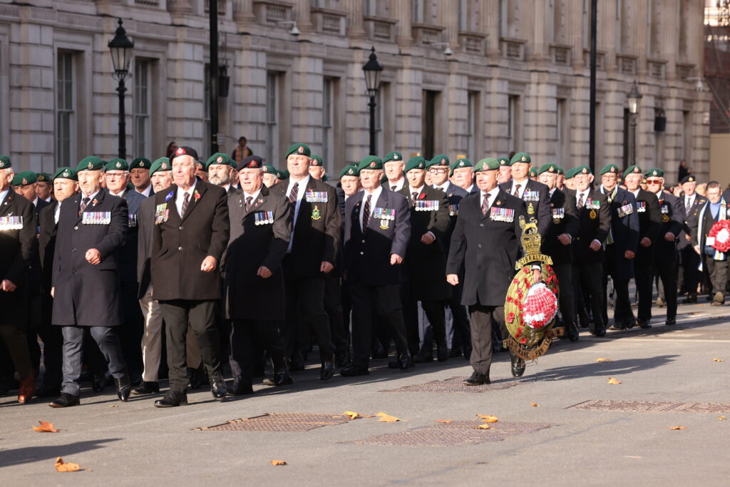 Veterans march past the Cenotaph on Whitehall on Remembrance Sunday