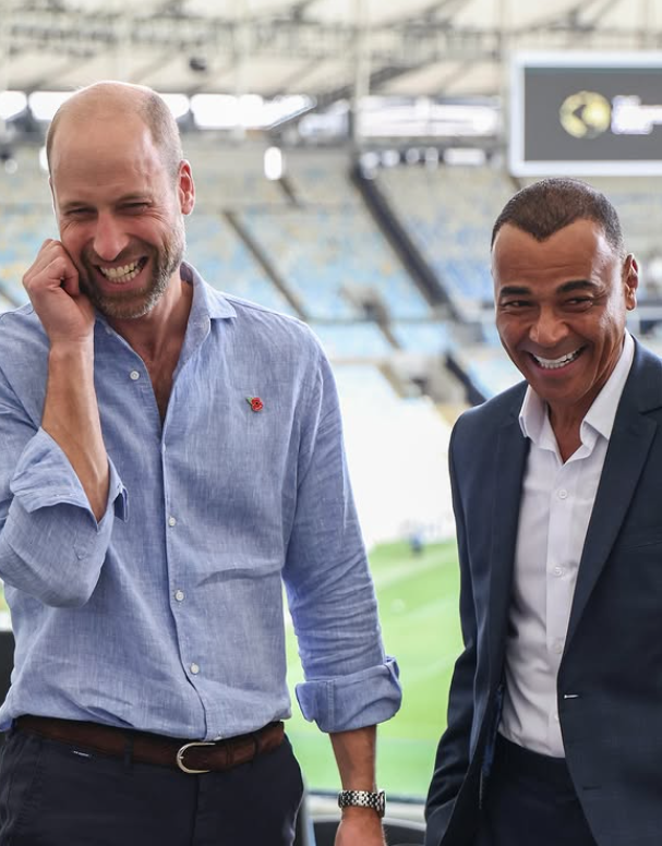 Prince William with football legend Cafu