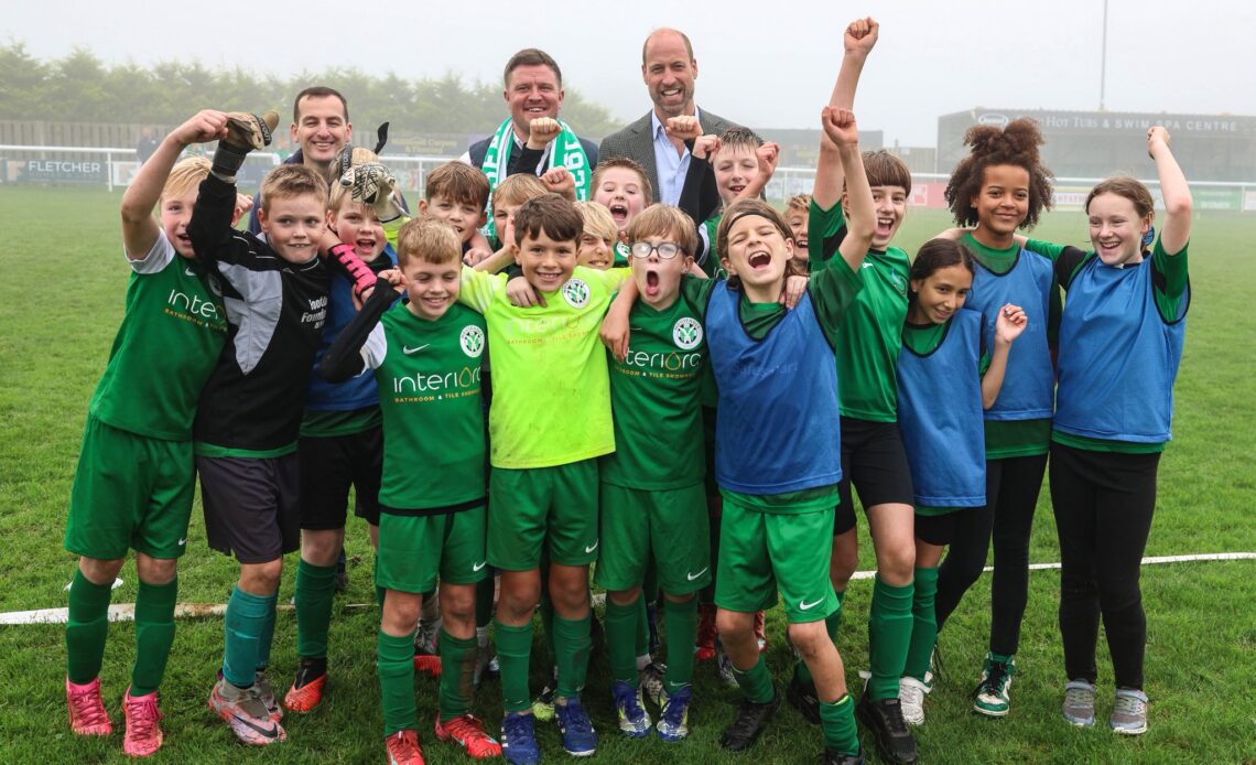 Prince William with the Under-10s at Mousehole AFC