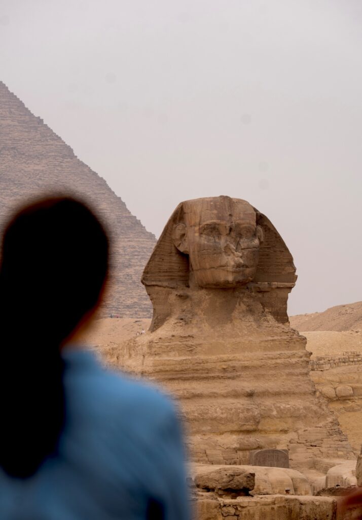Queen Mary with the Sphinx at Giza, Egypt
