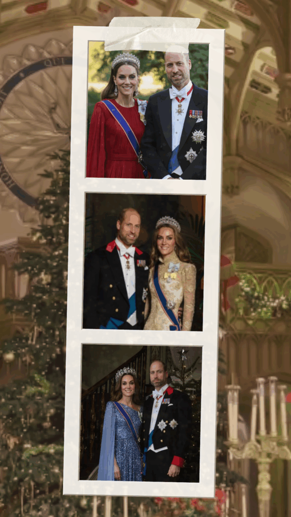 A collage of photos of the Princess of Wales wearing red, white and blue