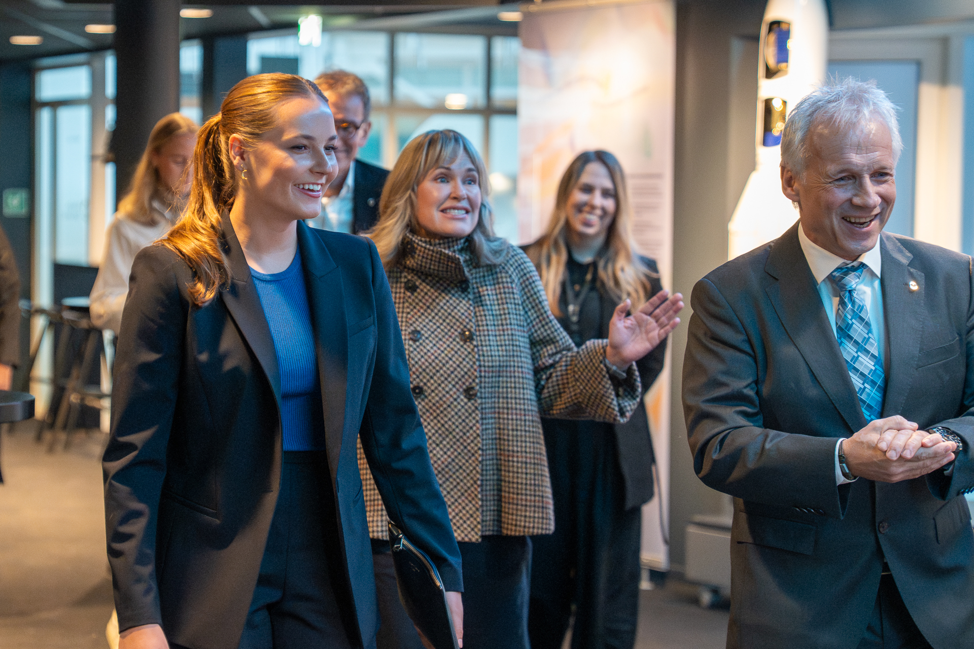 Princess Ingrid Alexandra receives a flag from space as the future queen carries out official duties in Norway