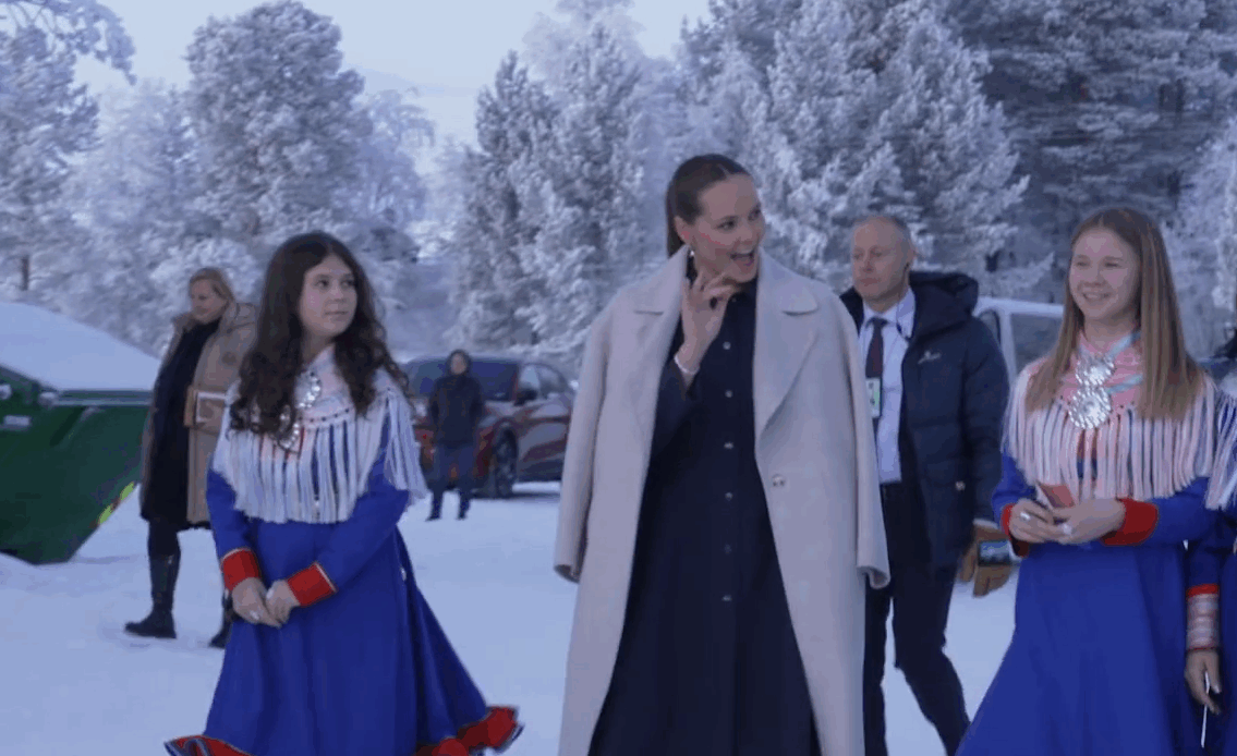 Princess Ingrid Alexandra walking around Karasjok School