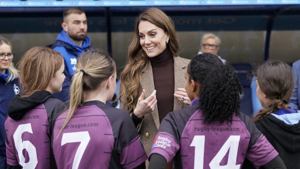 The Princess of Wales visiting with Rugby