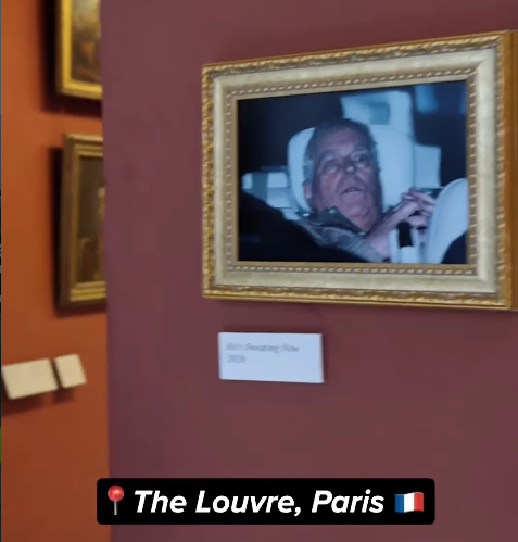 Andrew Mountbatten-Windsor's photo hanging in the Louvre