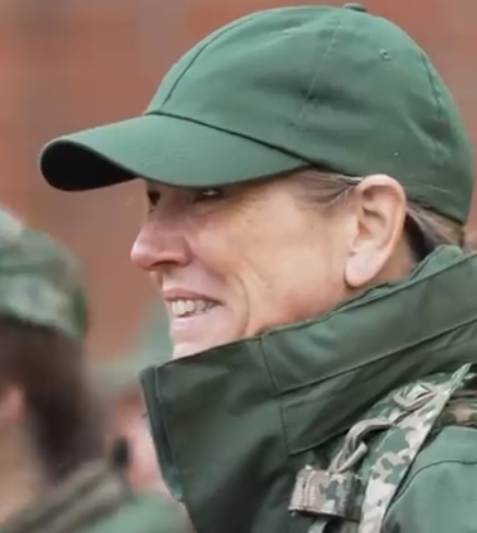 Queen Maxima of the Netherlands wears army clothes during military trainig