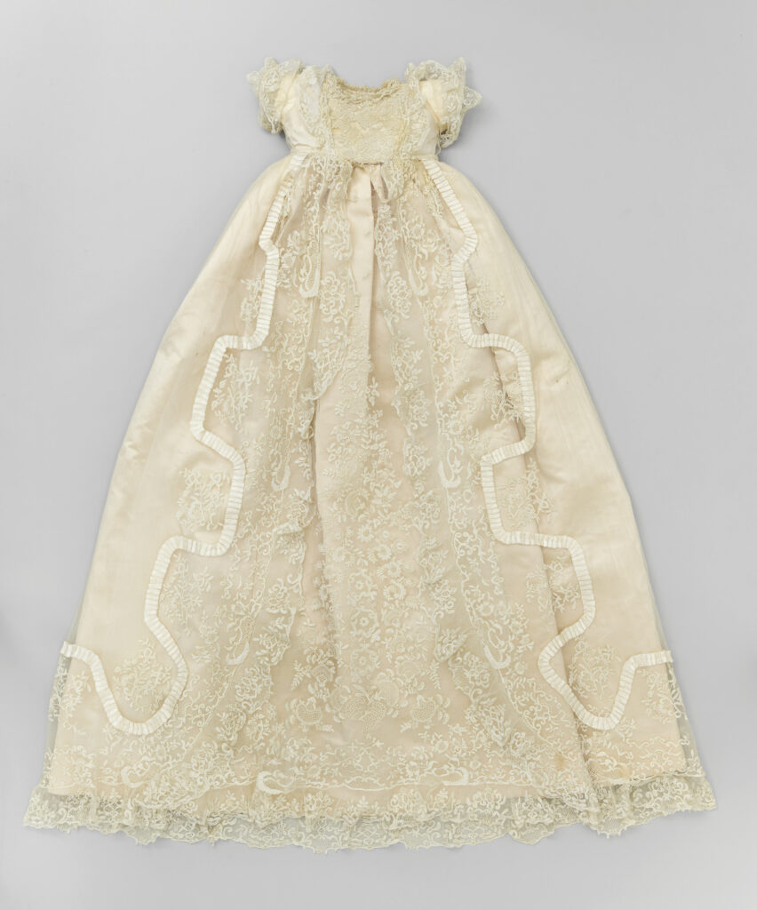 A close up of the royal christening gown