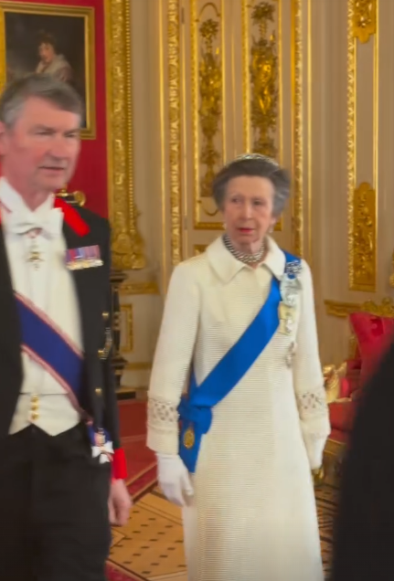 Princess Anne in a white dress