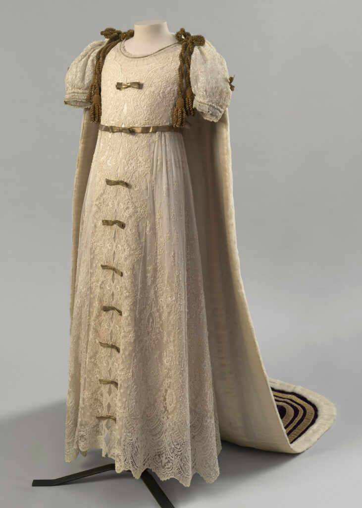 The dress worn by Elizabeth II to the coronation of her parents, King George VI and Queen Elizabeth