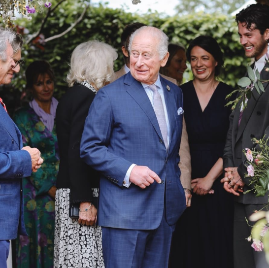 King Charles wears a dark suit