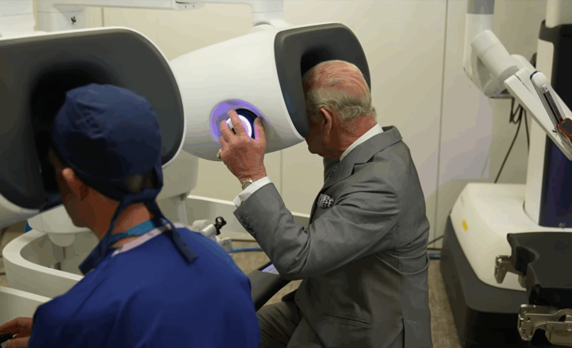 King Charles tests a surgical robot during visit to Guy's Hospital