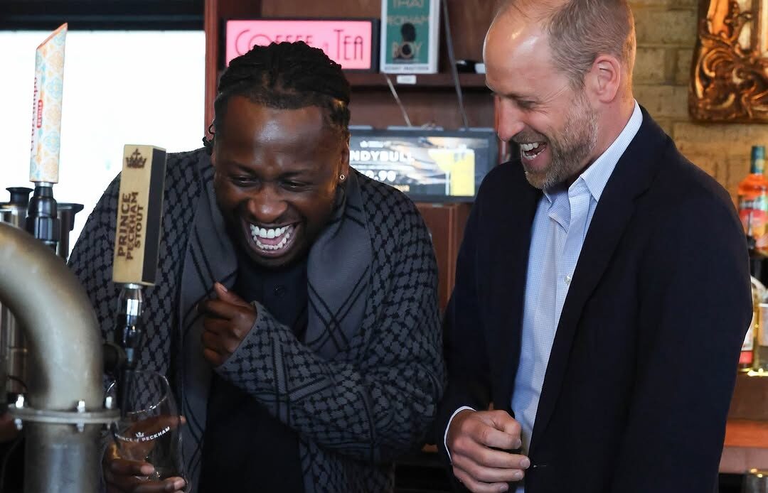 Prince William pulls a pint at Prince of Peckham Pub