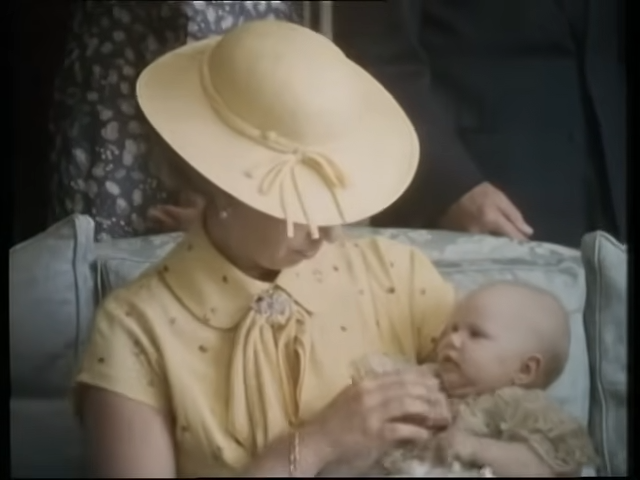 Princess Anne at christening of Zara Phillips in 1981