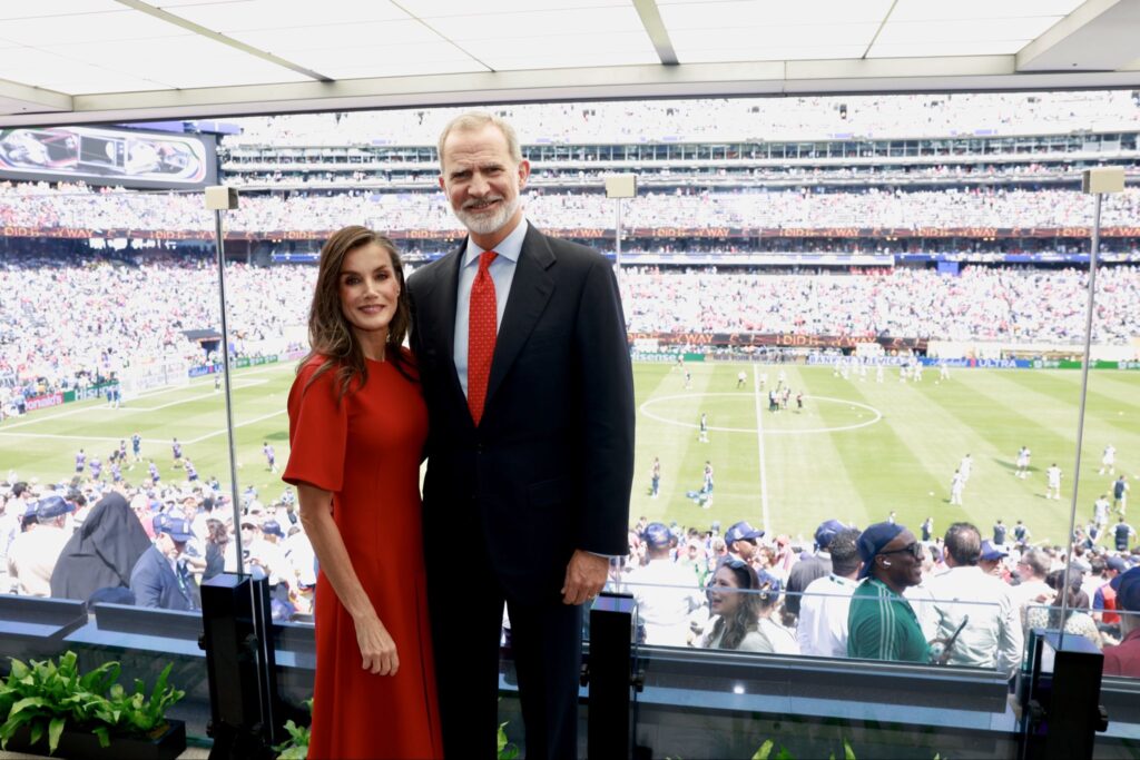 King Felipe and Queen Letizia watch the World Cup Final between Spain and Argentina