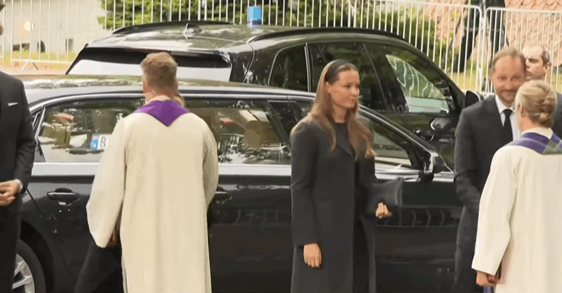 King Haakon and Crown Princess Ingrid Alexandra at church service for King Harald