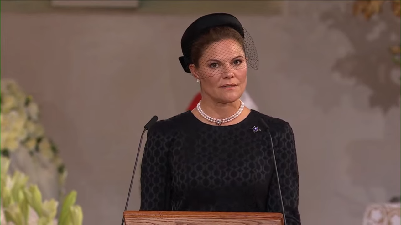 Crown Princess Victoria reads a prayer for her beloved godfather at his funeral - Royal Central