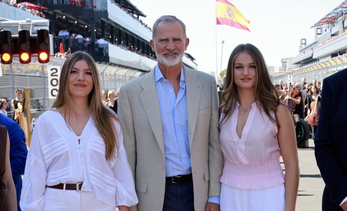 King Felipe of Spain with Princess Leonor and Infanta Sofia