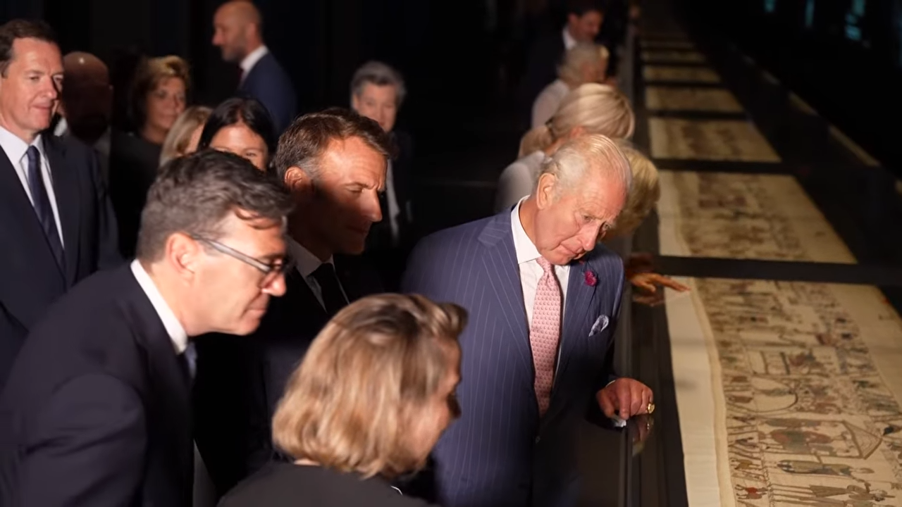 King Charles praises Bayeux Tapestry's return to English soil as 960-year-old artifact goes on display