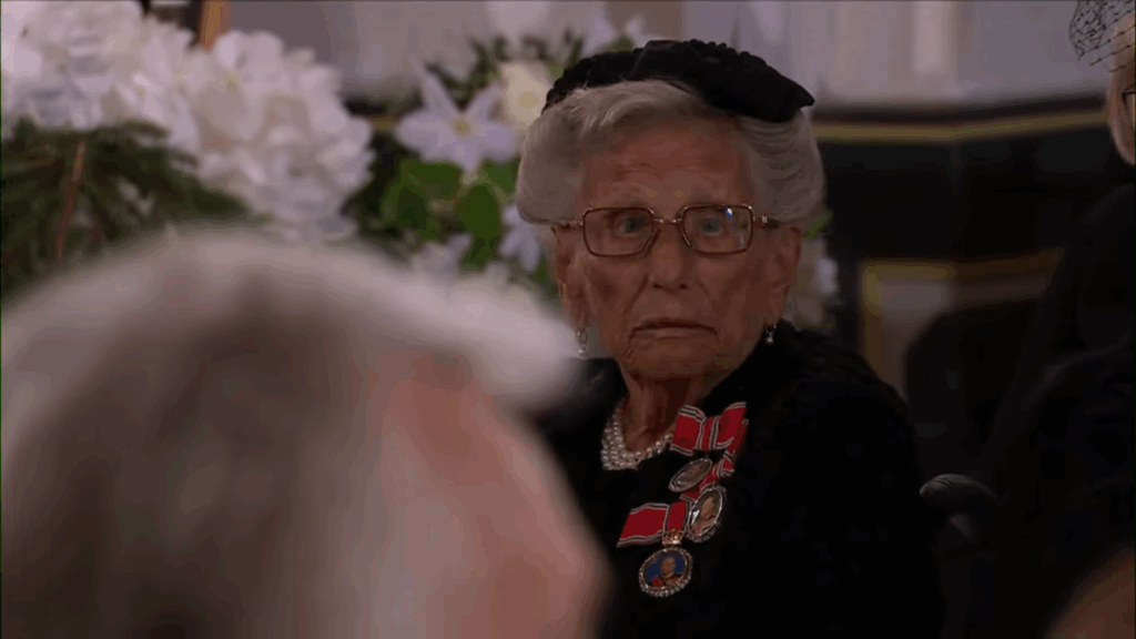 Princess Astrid at the funeral of King Harald