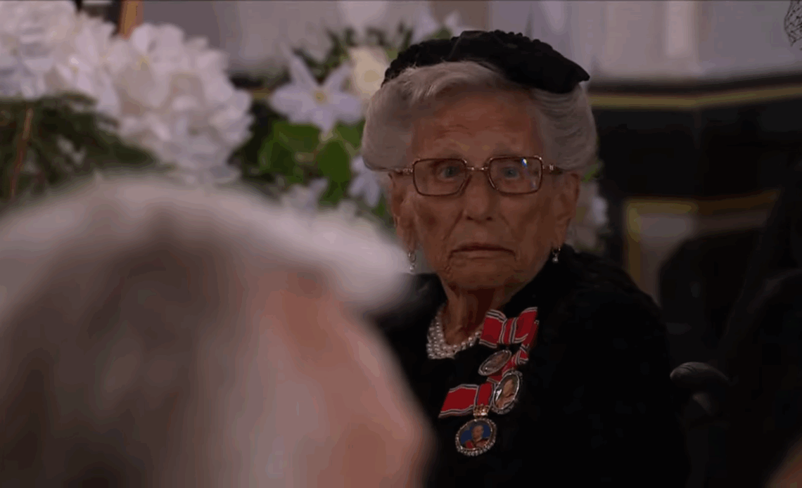 Princess Astrid at the funeral of King Harald
